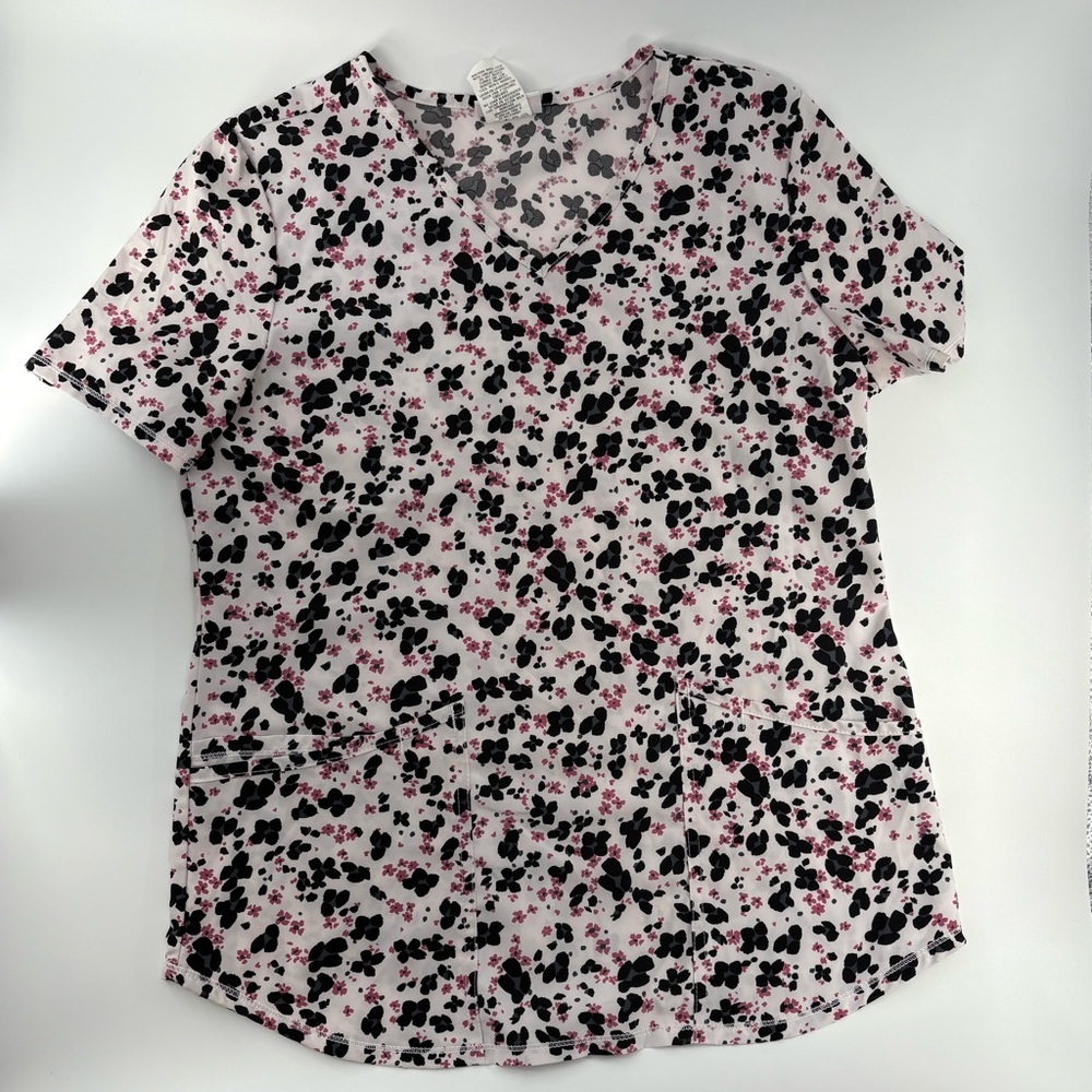 Scrubstar Floral V-Neck 2 Pocket Scrub Top